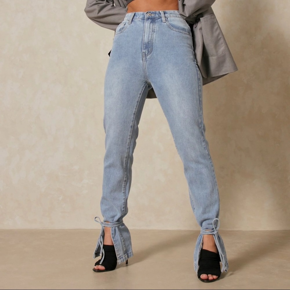Misse x Misspap Highwaisted Ankle Tie Jeans